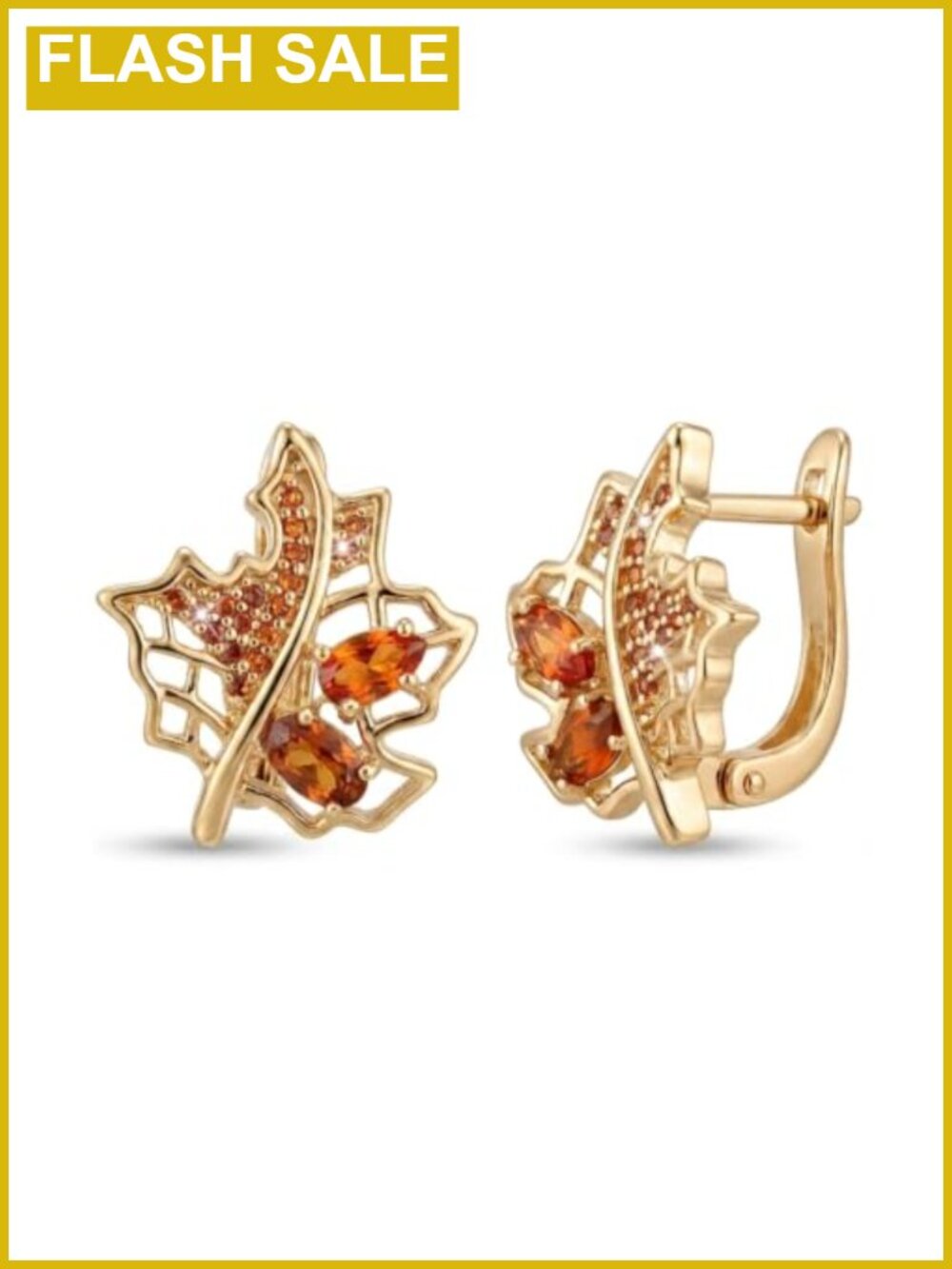 Maple Leaf Rhinestone Hoop Earrings Hypoallergenic Hinged Hoop Fall Thanksgiving